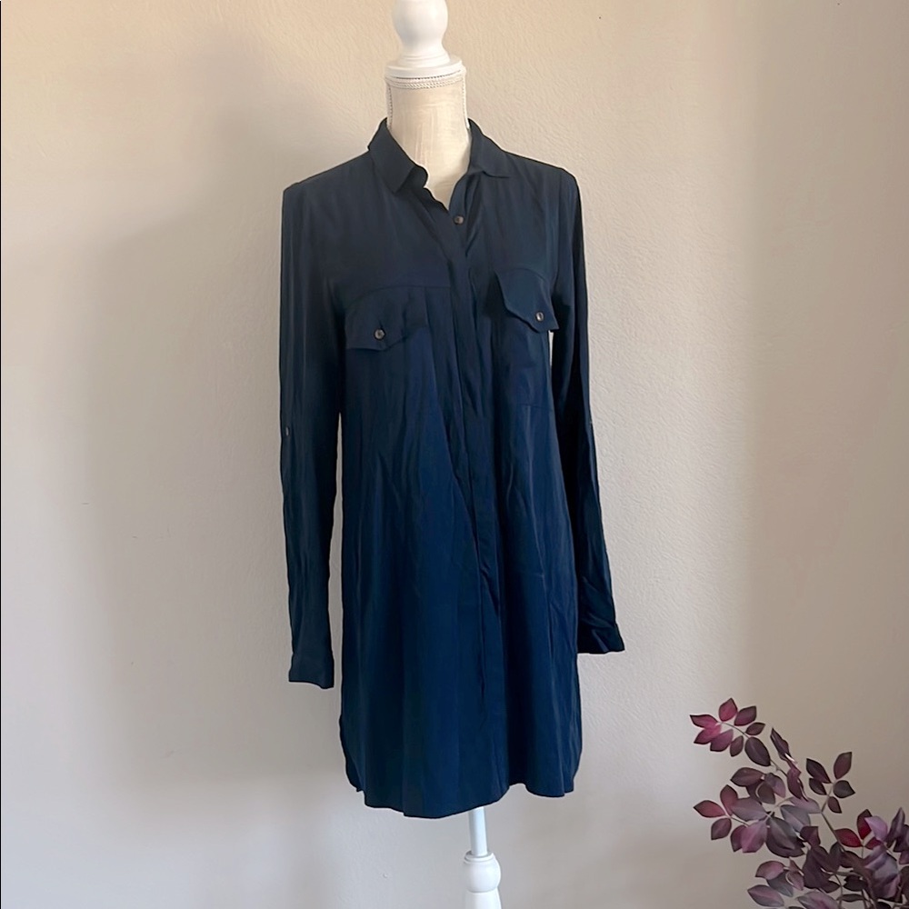 William B Navy Blue Button Up Shirt Dress